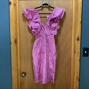 Unique Vintage Pink Lame Dress in Size 4